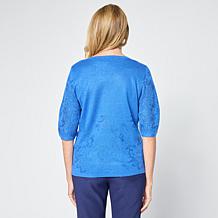 "As Is" Antthony Short-Sleeve Texture Sparkle Sweater Top