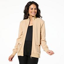 "As Is" Antthony Sweater Knit Jogger Jacket with Printed Satin Back