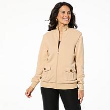 "As Is" Antthony Sweater Knit Jogger Jacket with Printed Satin Back