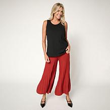 "As Is" Antthony Sweater Knit Pull-On Gaucho Pant with Piping