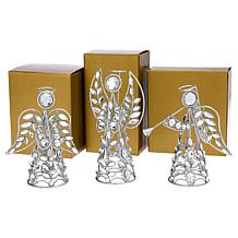 "As Is" august & leo Jeweled Angel Décor 3-piece Set with Gift Boxes