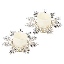 "As Is" august & leo Jeweled Leaf Candle Holder - Set of 2 