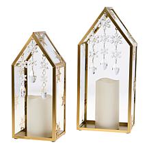 "As Is" august & leo Snowflake & Crystal Metal Lantern - Set of 2