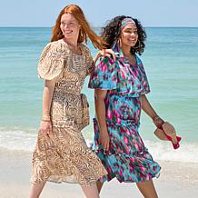 "As Is" Badgley Mischka Macie Short-Sleeve Tiered Dress