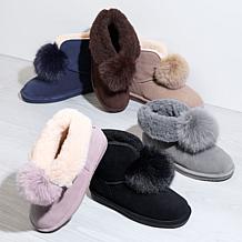 "As Is" BEARPAW® Liv Suede Pom-Pom Boot w/Rain Repellent