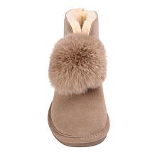 "As Is" BEARPAW® Liv Suede Pom-Pom Boot w/Rain Repellent