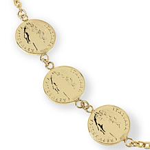 "As Is" Bellezza 100 Lira Mini Coin Bronze Link Station Necklace