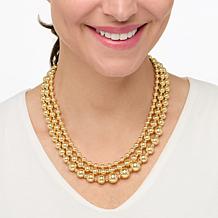 "As Is" Bellezza 18" Bronze Polished 3-Row Beaded Necklace