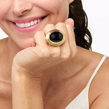 "As Is" Bellezza Bronze Onyx Antique Replica Solitaire Ring