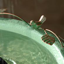 "As Is" Belmont Gardens Spetta Solar Metal Bird Bath Fountain