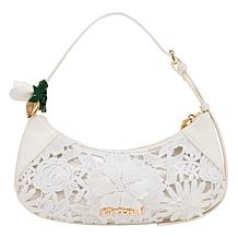 "As Is" Betsey Johnson Lacey Crochet White Shoulder Bag