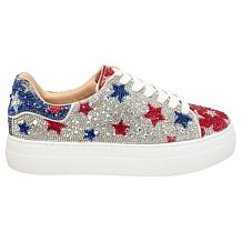 "As Is" Betsey Johnson Sidny Americana Stars Rhinestone Sneaker