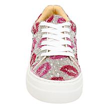"As Is" Betsey Johnson Sidny Hearts or Lips Rhinestone Sneaker