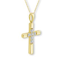 "As Is" Bright Halo Lab Grown Diamonds 0.26ctw Cross Pendant with 1...