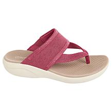 "As Is" BZees Canvas Bright Thong Wedge Sandal
