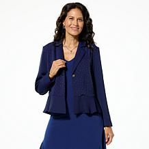 "As Is" C Wonder by C. Siriano Hot Fix Crystal-Detailed Peplum Blazer