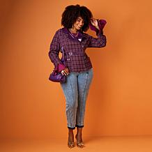 "As Is" C Wonder by Christian Siriano Tweed and Faux Leather Moto J...