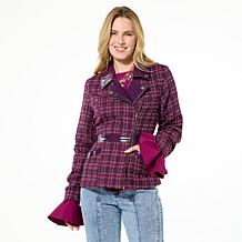 "As Is" C Wonder by Christian Siriano Tweed and Faux Leather Moto J...