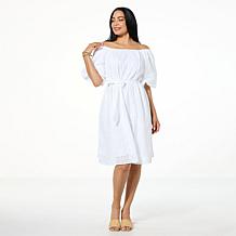 "As Is" C Wonder On/Off Shoulder Eyelet Dress