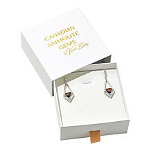 "As Is" Canadian Ammolite Gems Sterling Trilliant-Cut Drop Earrings