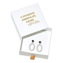"As Is" Canadian Ammolite Gems Strlng Slvr Ammolite Oval Drop Earrings