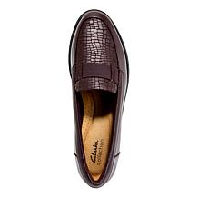 "As Is" Clarks Collection Sharon Pace Leather Wedge Loafer