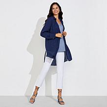 "As Is" Colleen Lopez Button-Front Sequin Tunic