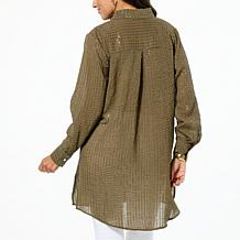 "As Is" Colleen Lopez Button-Front Sequin Tunic