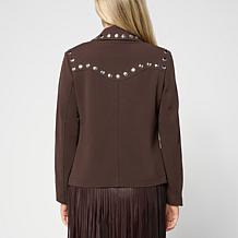 "As Is" Colleen Lopez Crepe Knit Jacket with Stud Detail