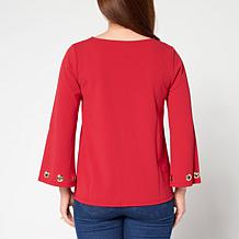 "As Is" Colleen Lopez Crepe Knit Top with Grommets
