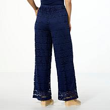 "As Is" Colleen Lopez Crocheted Lace Wide Leg Pull-On Pant