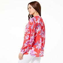 "As Is" Colleen Lopez Floral Printed Button-Down Blouse