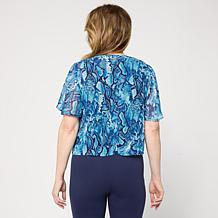 "As Is" Colleen Lopez Flutter Sleeve Rounded Hem Woven Shrug