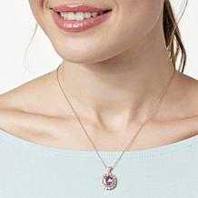 "As Is" Colleen Lopez Gemstone Scalloped Halo Pendant with Chain