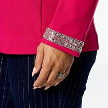 "As Is" Colleen Lopez Knit Blazer with Jeweled Sleeve