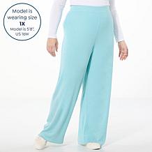 "As Is" Colleen Lopez Knit Pull-On Wide Leg Pant w/ Rhinestone Embe...