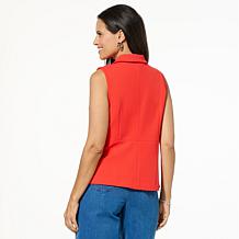 "As Is" Colleen Lopez Knit Vest with Rhinestone Buttons