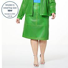 "As Is" Colleen Lopez Perforated Faux Leather Skirt 
