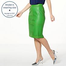 "As Is" Colleen Lopez Perforated Faux Leather Skirt 