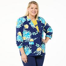 "As Is" Colleen Lopez Printed Woven Blazer with Scrunched Sleeves