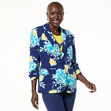 "As Is" Colleen Lopez Printed Woven Blazer with Scrunched Sleeves