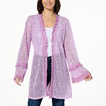 "As Is" Colleen Lopez Sparkle Net Topper with Fringe Trim