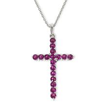 "As Is" Colleen Lopez Sterling Gemstone Cross Pendant with 18" Chain