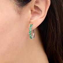 "As Is" Colleen Lopez Sterling Opaque Gem and Diamond Hoop Earrings