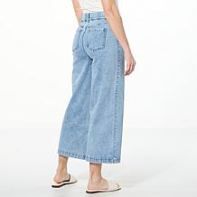 "As Is" Colleen Lopez Stretch Denim Wide Leg Cropped Pant