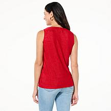 "As Is" Colleen Lopez Textured V-neck Tank Top