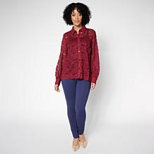 "As Is" Colleen Lopez Woven Lace Button-Front Shirt