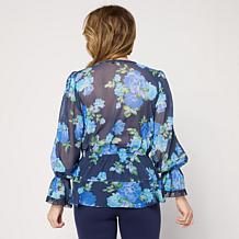 "As Is" Colleen Lopez Woven Ruffle Front Surplice Blouse