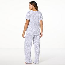 "As Is" Comfort Code Peached Jersey Knit 2-pc Ruffle-Trim Pajama Set