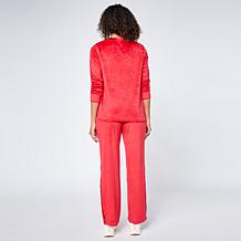 "As Is" Comfort Code Silky Velvet Satin Trim 2-piece Top and Pant S...